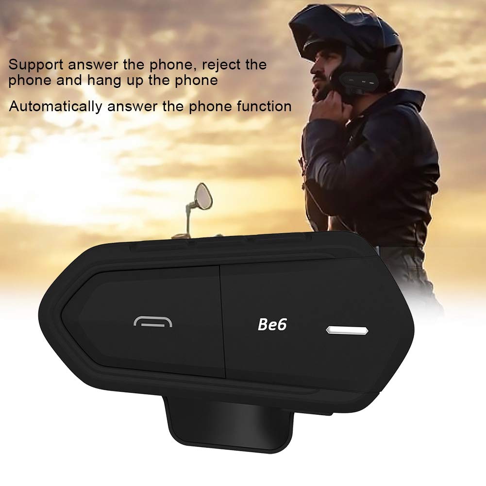 QTBE6 Écouteur Bluetooth sans fil pour casque d'écoute, anti-interférences, étanche, noir avec MP3/GPS/CSR/A2DP/AVRCP, suppression du bruit, interphone duplex intégral longue portée