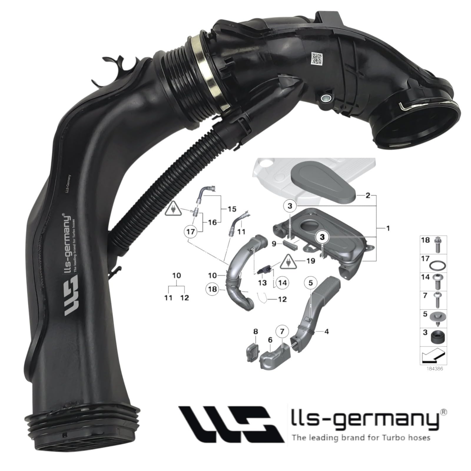 LLS-GERMANY Reinluftrohr Ladeluftschlauch kompatibel mit BMW 7er (F01, F02, F03, F04) 730d (2993 ccm, 180 KW, 245 PS) 2008/09-2012/06, OEM: 13718506702