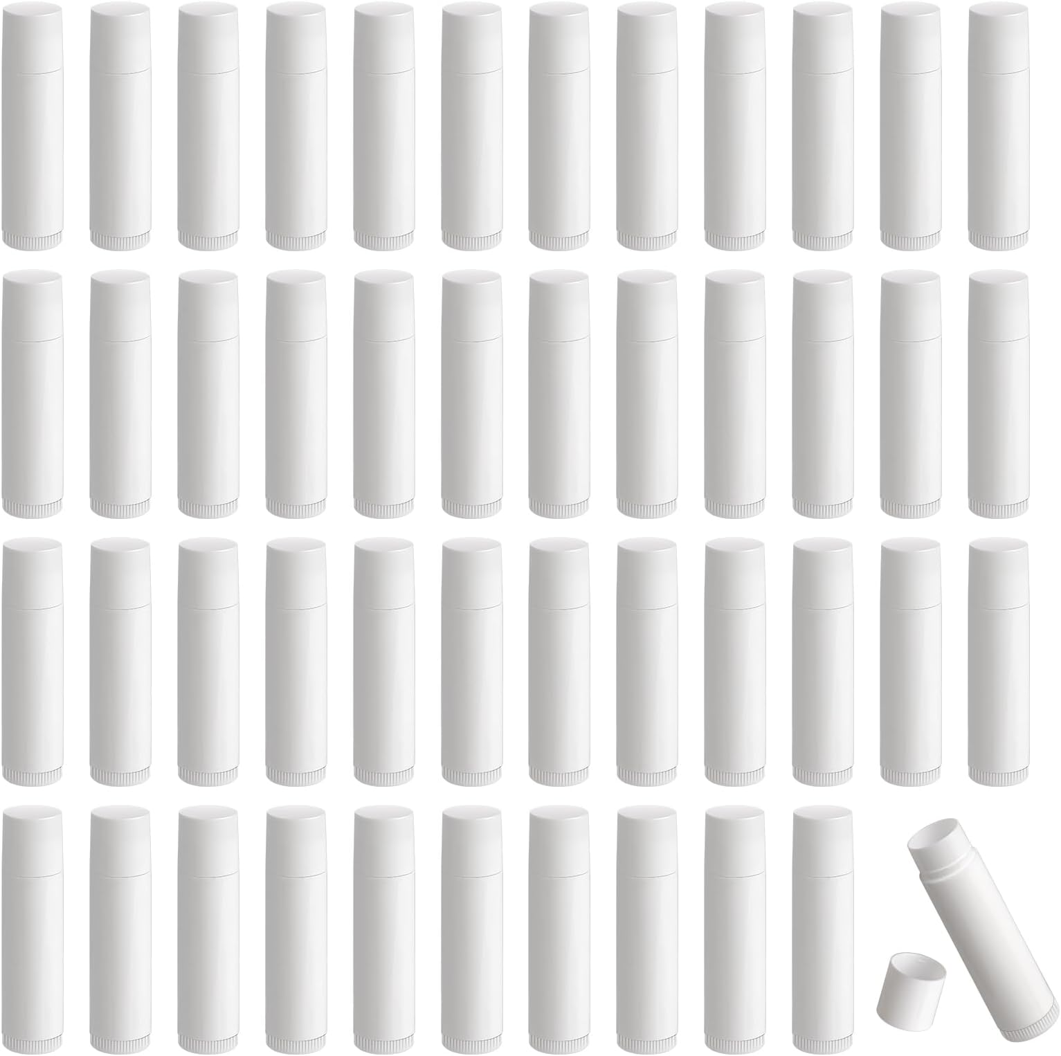 Lip Balm Containers, 50 pcs Empty Lip Balm Tubes, Reuseable Plastic Lipstick Containers Refillable with Cap for DIY Homemade Lip Balm (white, 5g)