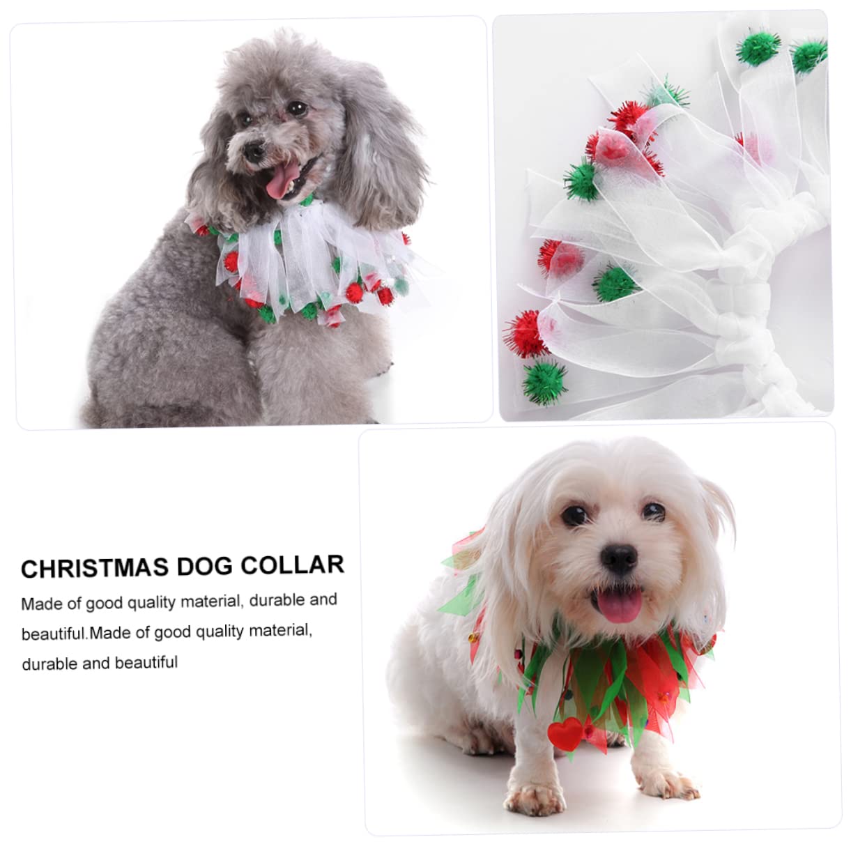 BUGUUYO 2 Pcs Pet Christmas Scarf Santa Clause Suit Christmas Cat Bow Tie Puppy Dog Collars for Small Dogs Choker Necklaces for Girls Supplies Polyester Ribbon