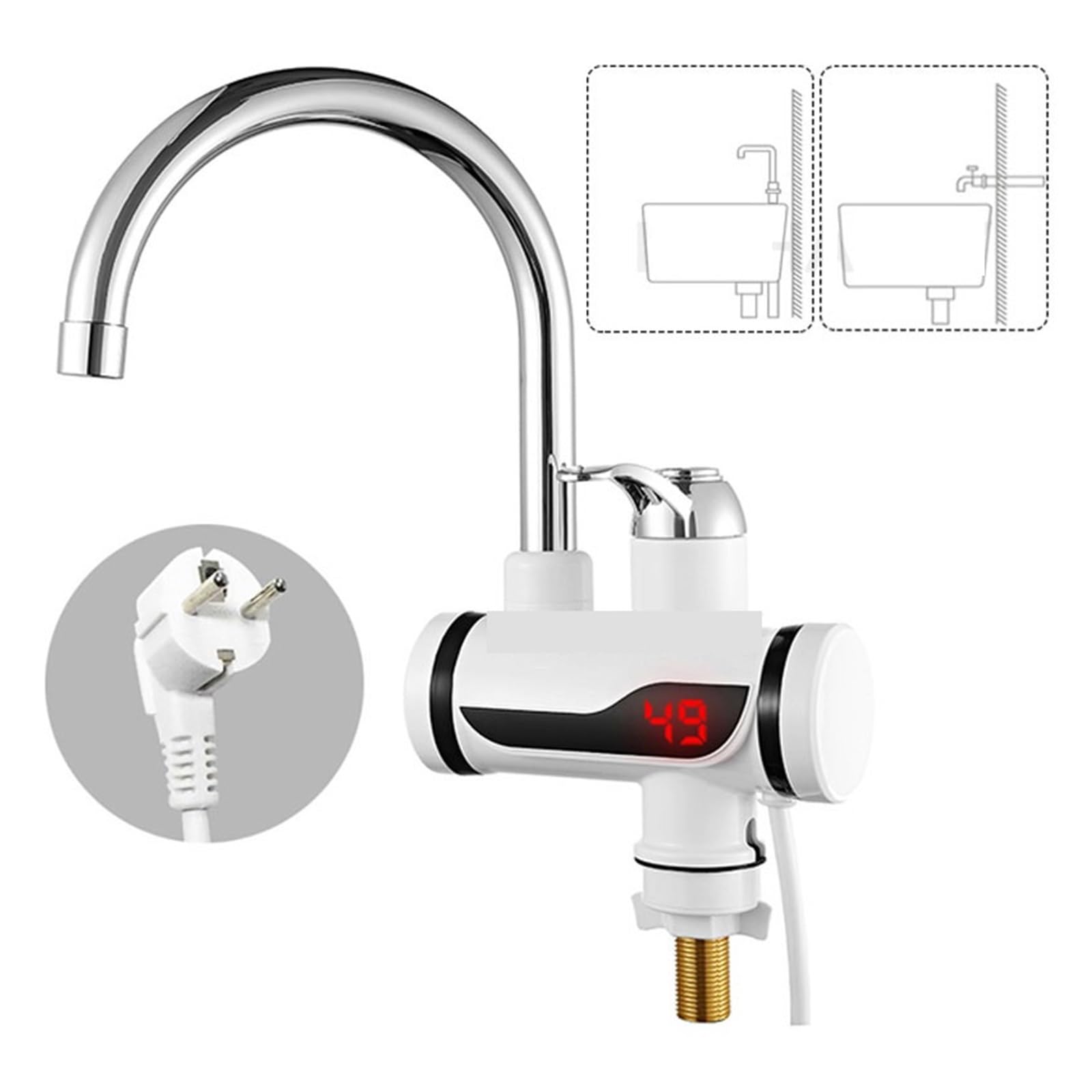 Display della temperatura dello scaldabagno elettrico istantaneo Riscaldamento dell'acqua Scaldabagno caldo della cucina con rubinetto della cucina a LED