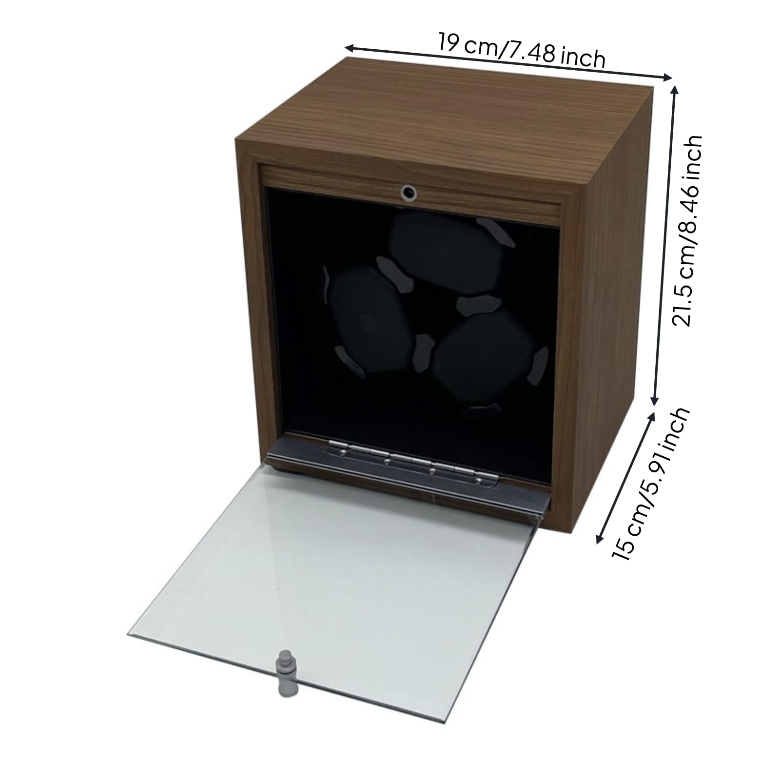 Uhrenbox mit Glastür Holzoptik Uhrenbeweger Stilvoll Uhrenbewegerbox für Uhrensammler, Kommode
