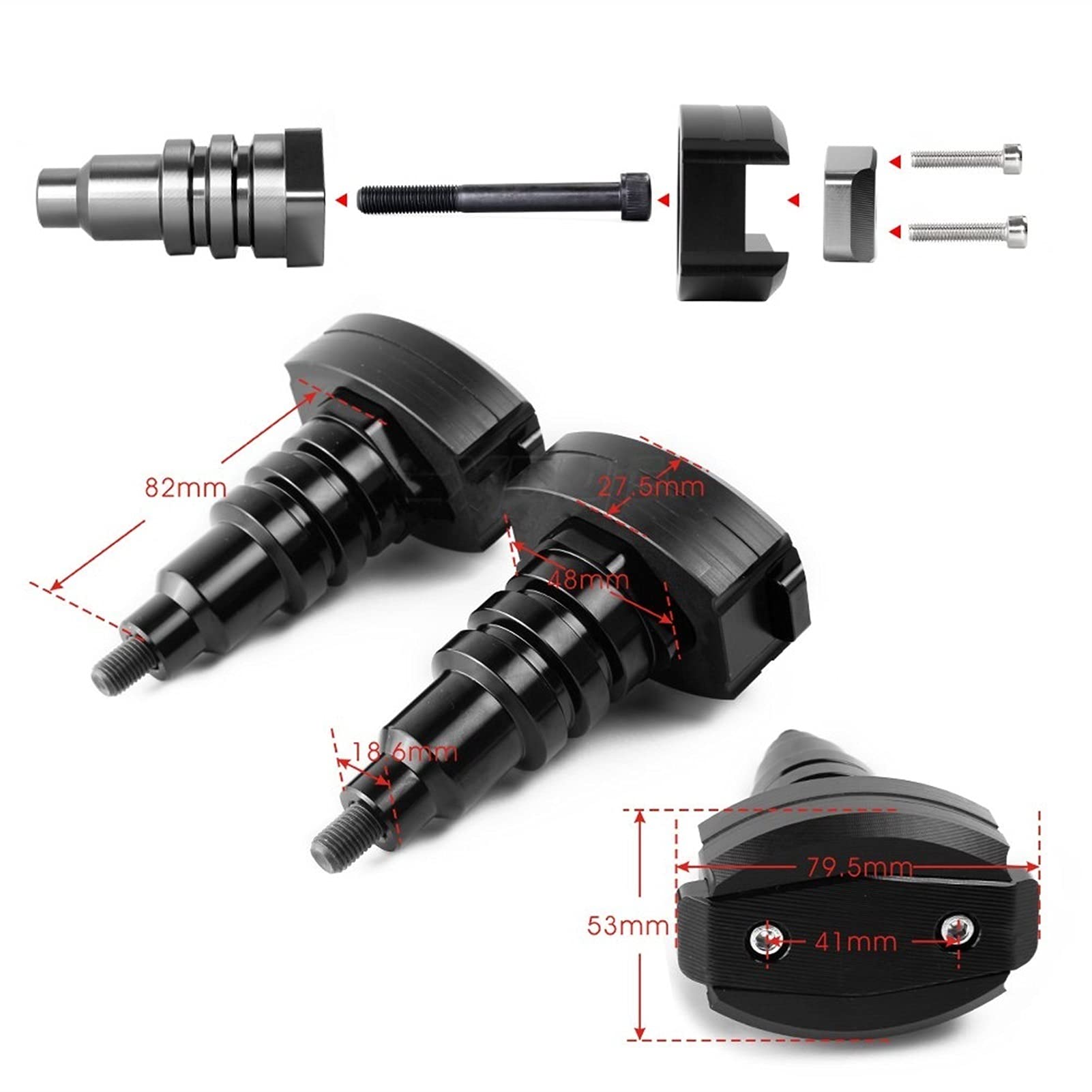 Do YAMAHA MT-03 MT03 MT 03 2015 2016 2017 2018 2019 ochraniacz na zderzak motocyklowy CNC osłona silnika suwaki rama na gorąco zapobiegający opadaniu suwaki (Kolor: czerwony)