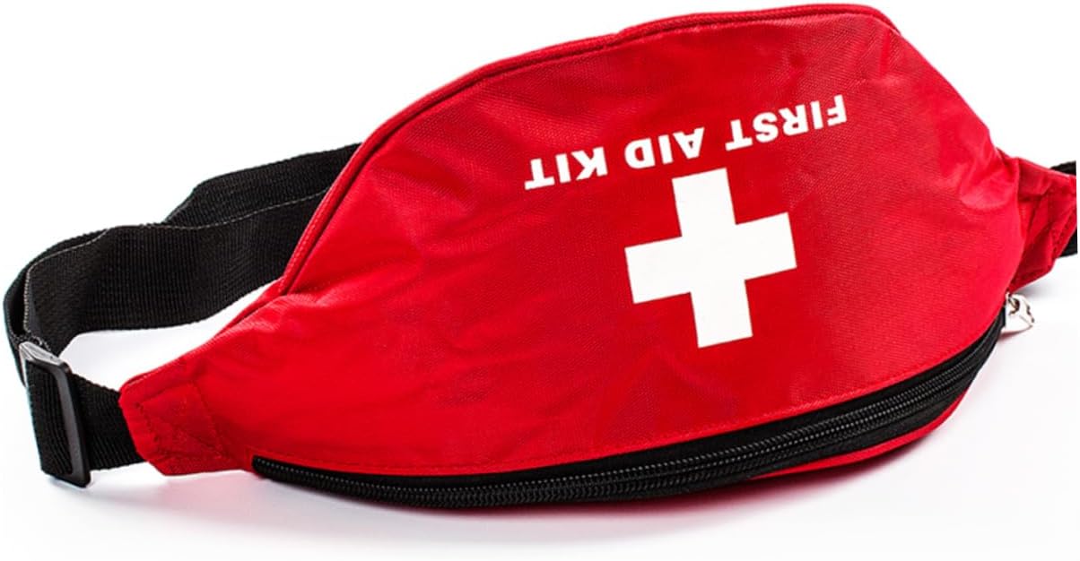 Red First Aid Waist Pack Waterproof Emergency Bag Portable First Aid Kit for Outdoor Activities Adjustable Belt for Hiking and Camping