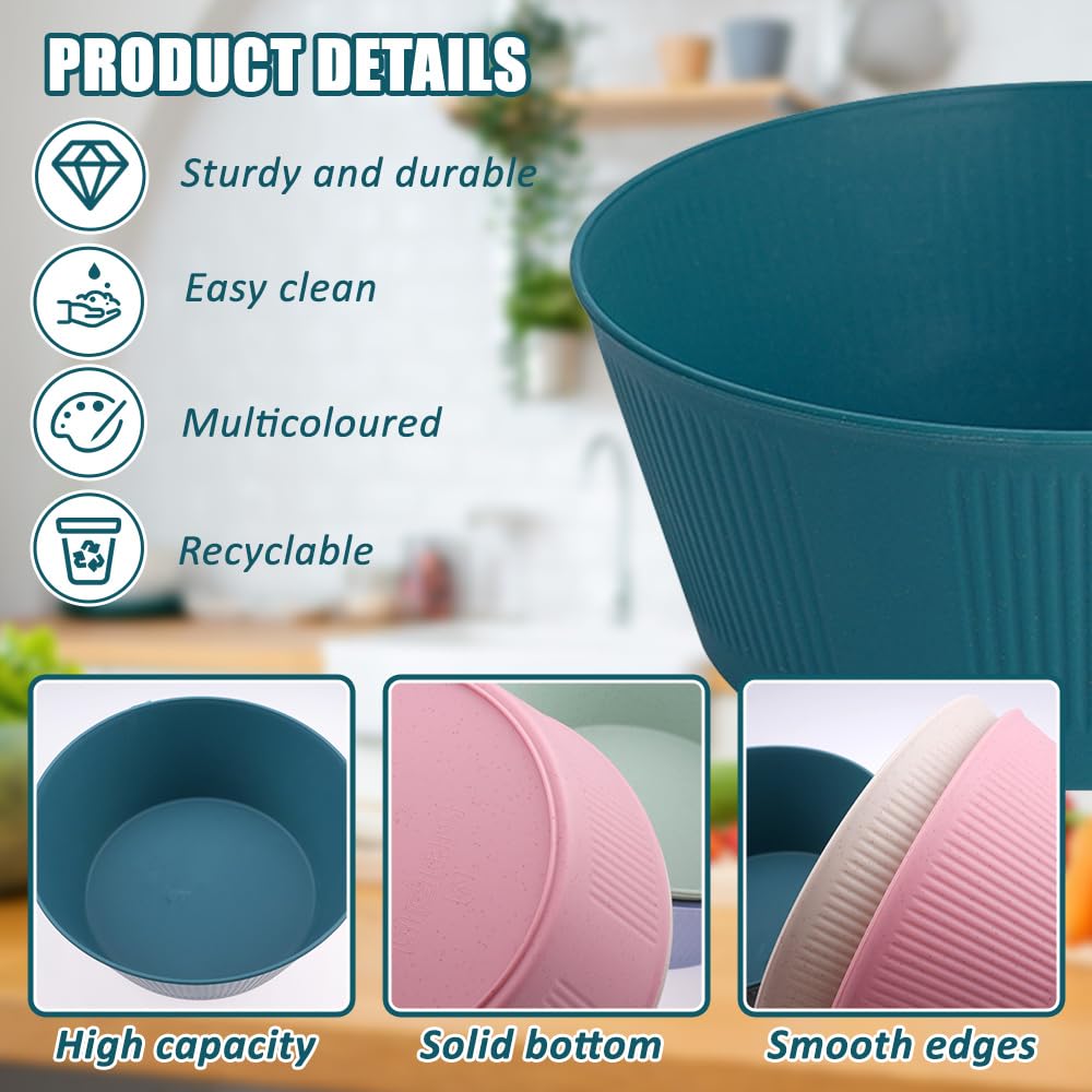 6 Pezzi Insalatiera set 60 Once Grandi Ciotole da Campeggio Insalatiera Plastica Set di Ciotole di Plastica, per Cereali Minestra Merenda Frutta Insalata(20×15×8cm)