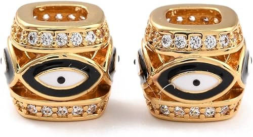 Miniatura 10 de LiQunSweet 100 cuentas sueltas de cara sonriente de esmalte blanco de 0.315 pulgadas (0.315 in) para hacer pulseras y joyas