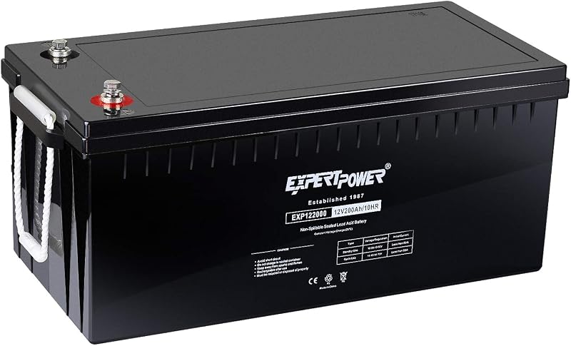 ExpertPower EXP200 Deep Cycle Marine Battery 12V 200Ah - Solar Panel Batteries Lead Acid for Camper, RV, Boat, Sump Pump Backup, Solar Off-Grid, UPS and Security Systems, Durable AGM
