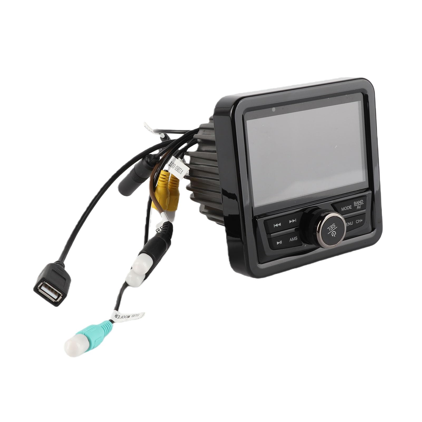 IPX6 wasserdichte Marine-Stereoanlage mit 4-Zoll-Display | Bluetooth, Integrierter Verstärker, USB, MP5-Player, FM/AM-Radio für Boote, Fahrzeuge, Gabelstapler