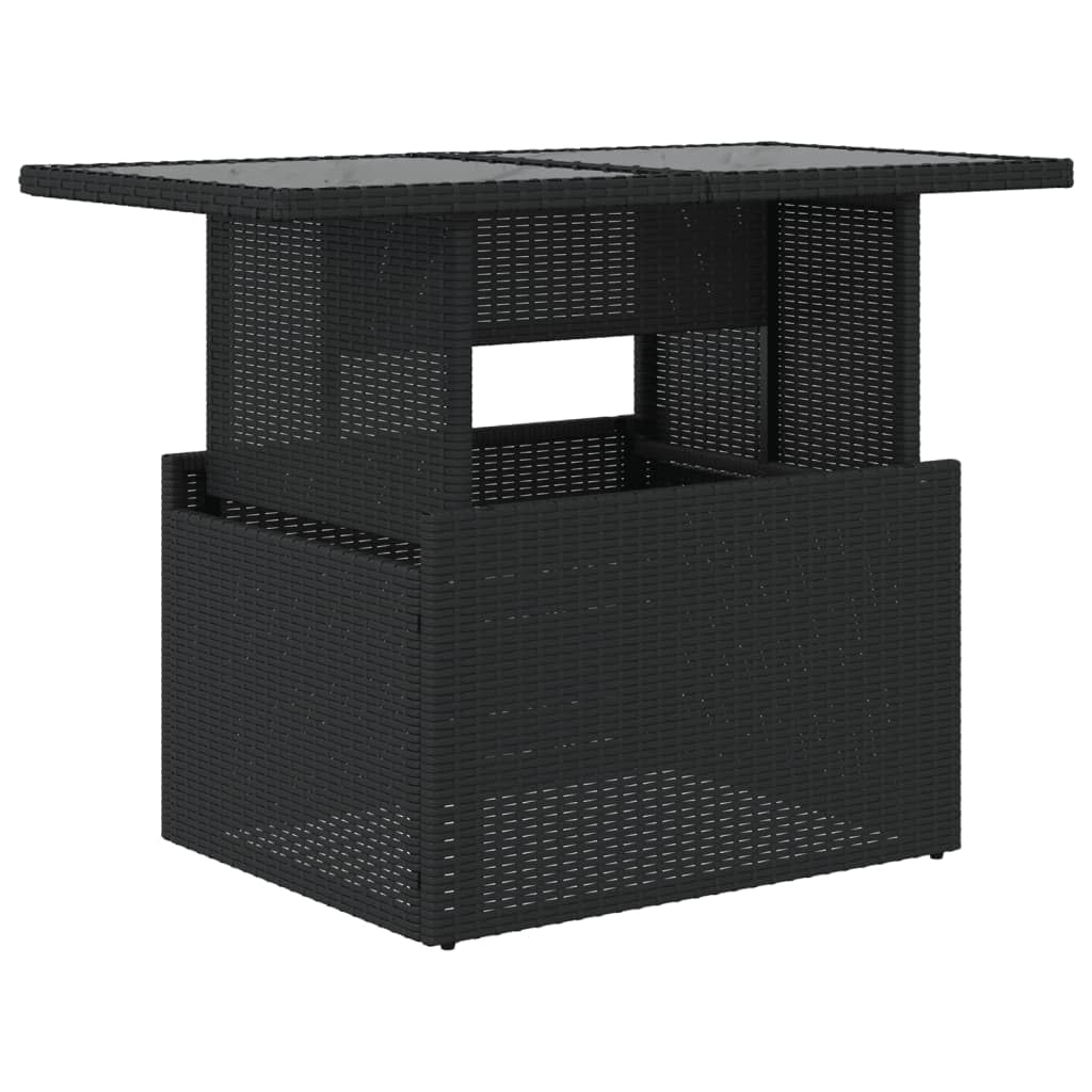vidaXL Tavolo da Giardino Piano in Vetro Nero 100x55x73 cm Polyrattan