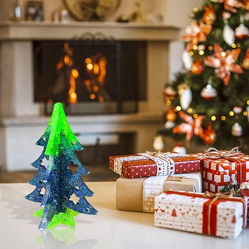 Miniatura 7 de DIYBravo Molde de resina de Navidad 3D para árbol de Navidad, molde de resina de silicona, empalme de árbol de Navidad, resina epoxi UV, molde de