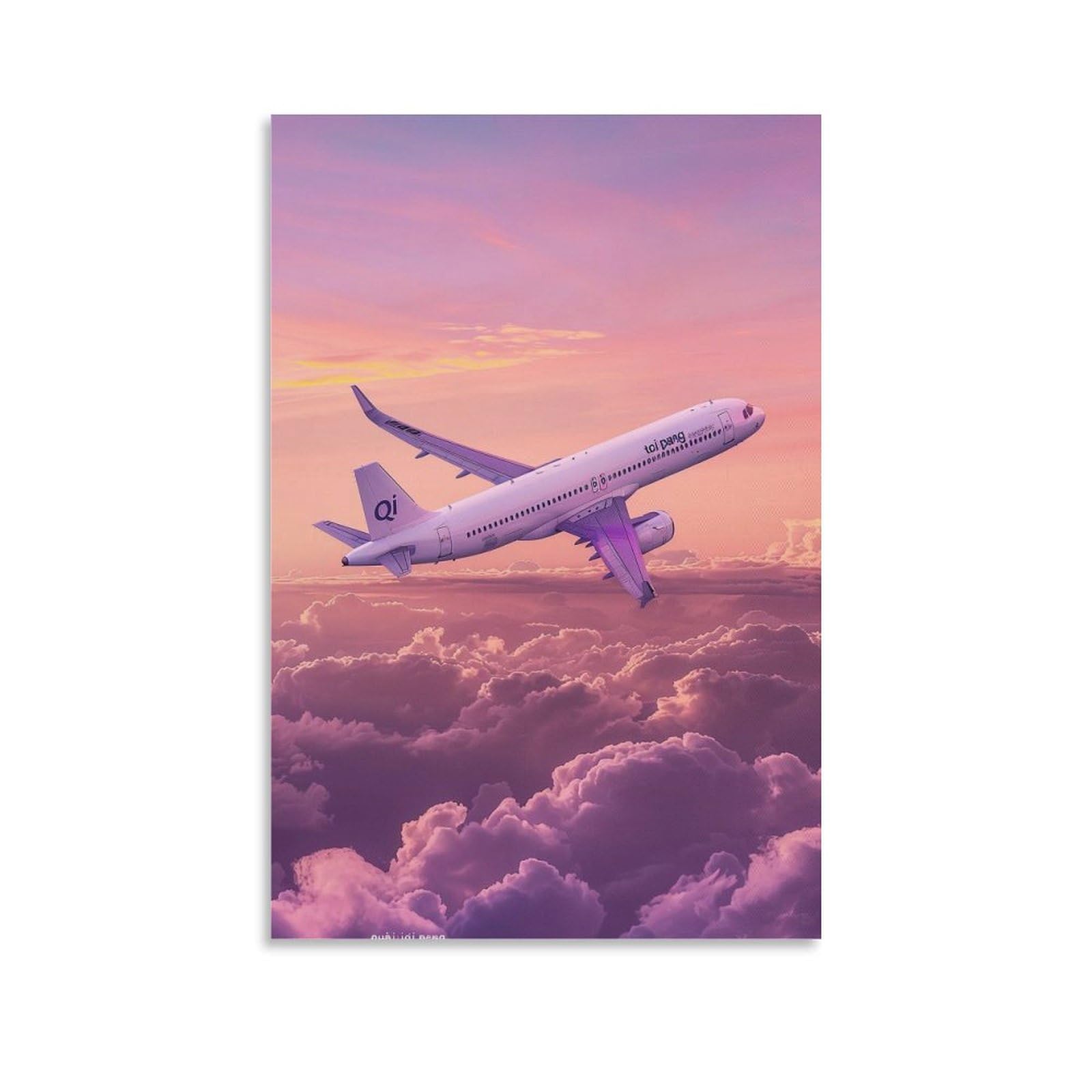 Amazon.co.jp: ピンク色の空と飛行機です 絵画 アート パネル 飛び回る