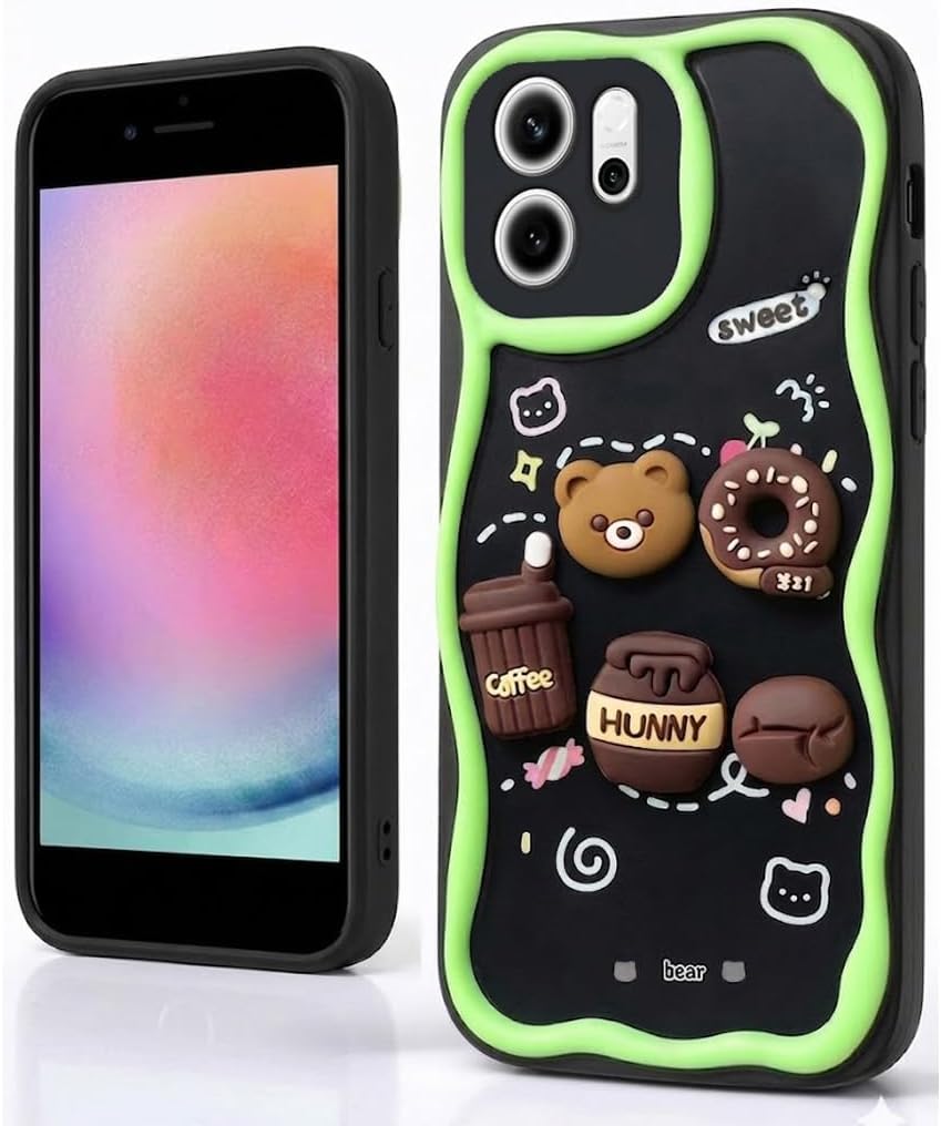Compatible with OPPO Reno 13F Cartoon 3D Case - Cute and Lightweight Raised Elements Soft Silicone Wavy Shape Comfortable Hand Cover 2026