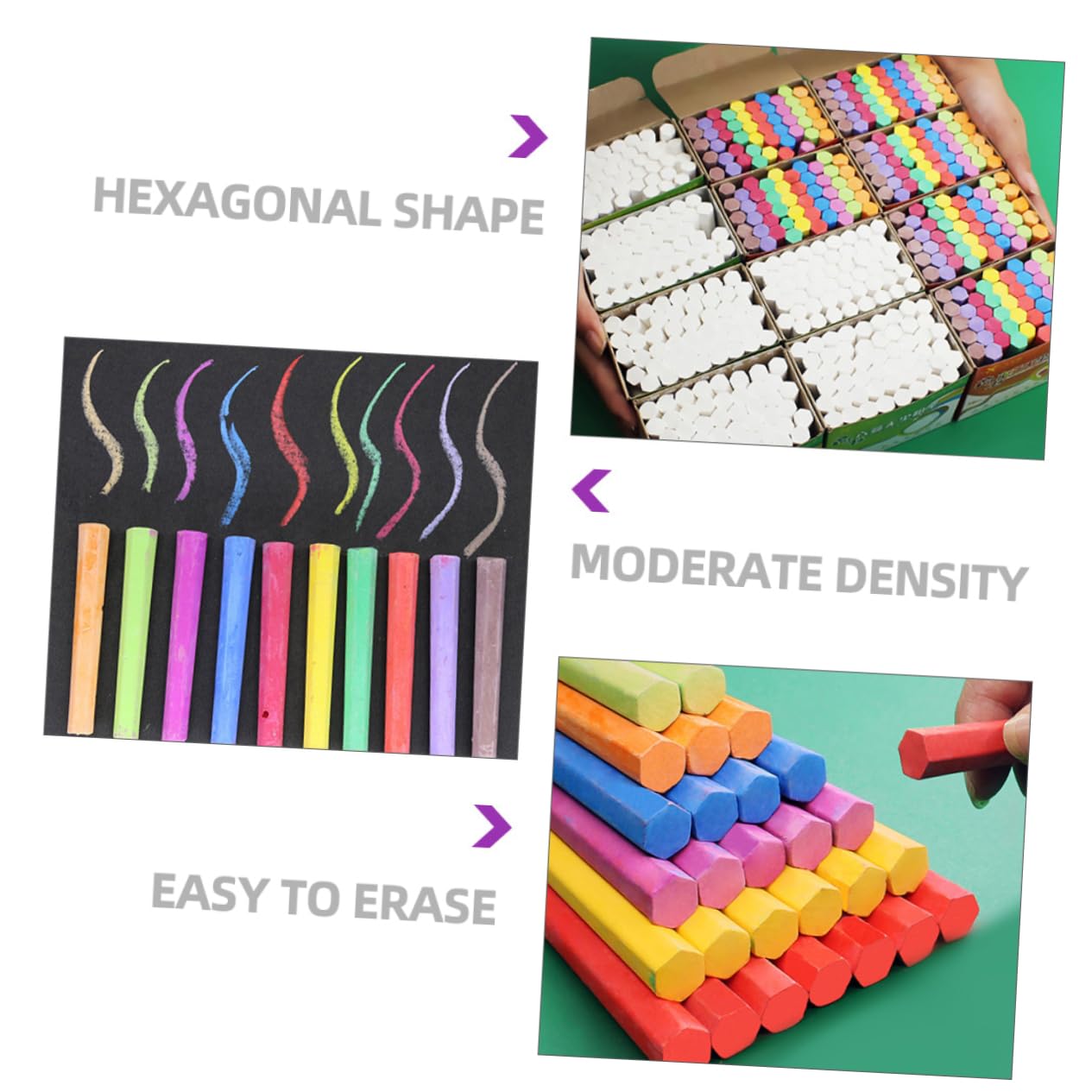 DOITOOL 1 Jeu Boîtes De Craies Colorées Hexagone Pour Tableau Craies Sans Poussière Pour École Et Maison Colorées 3 Boîtes