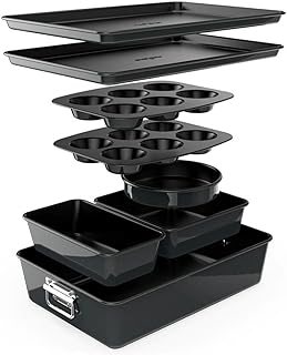 NutriChef 8-Piece Stackable Nonstick Bakeware Set - Premium Steel Baking...