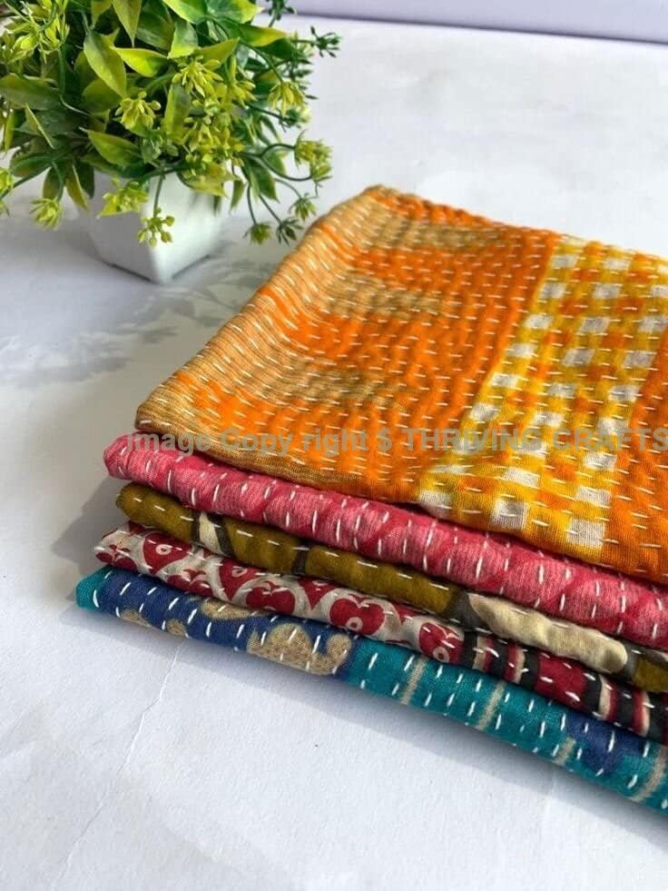 Servilletas 100% algodón hechas a mano de estilo vintage Kantha para cocina tradicional