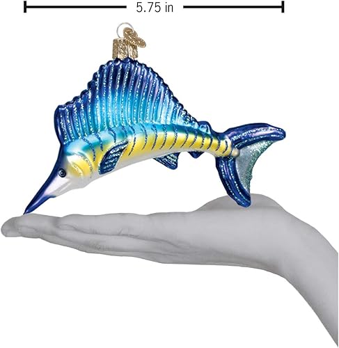 Miniatura 3 de Old World Christmas Ornamentos adornos soplados de cristal de pez vela para árbol de Navidad