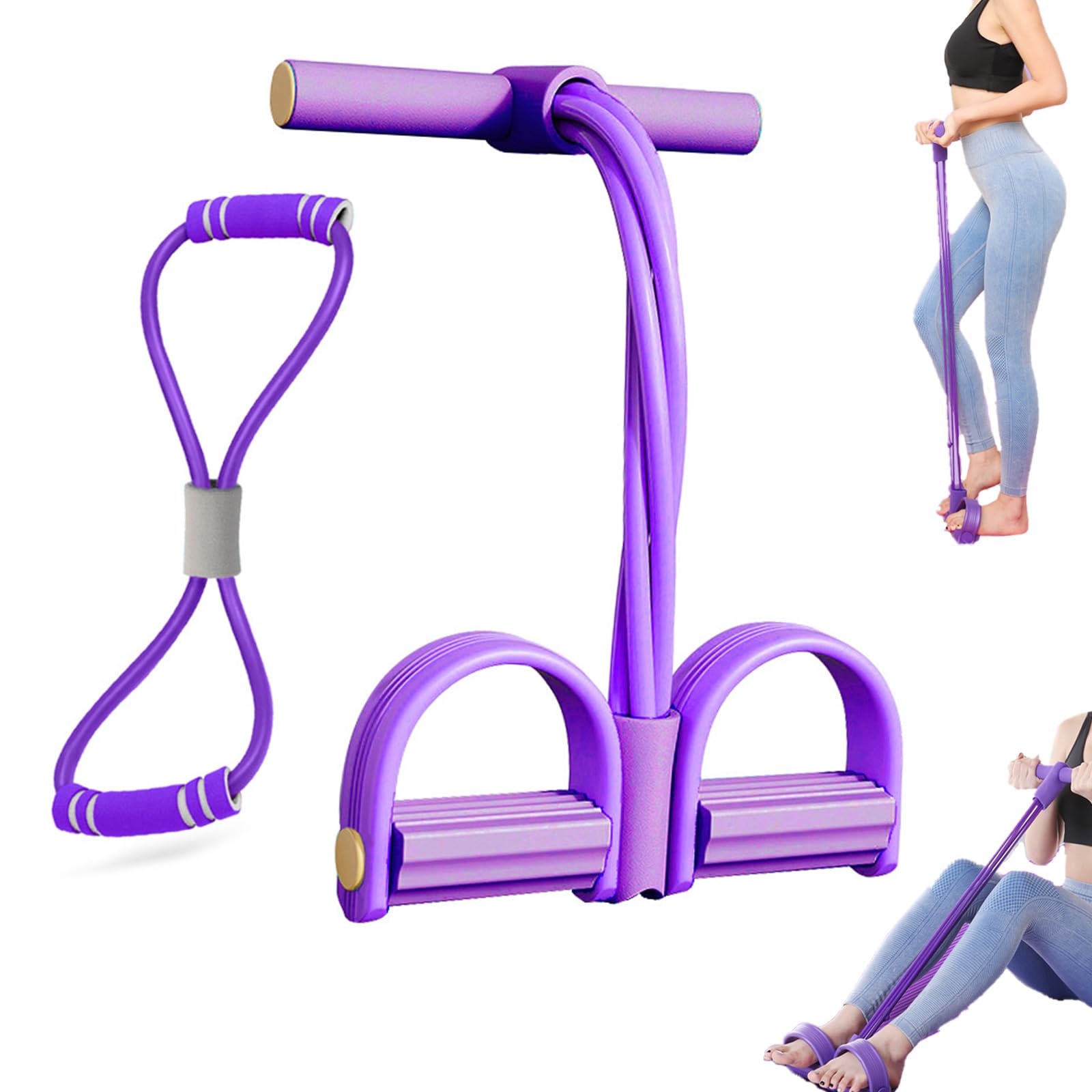 Hllpro Resistance Bands Saludea Gentle Fit Resistance Bands Saludea Flexease Bands Stretch Foot Pedal Resistance Bands with 6 Tubes Figure 8 Bands Full Body Exercise Equipment for Workout (Purple)