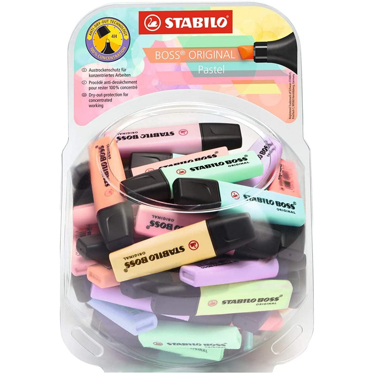 Rotulador stabilo boss fluorescente 70 pastel expositor bombonera de 60 unidades colores surtidos