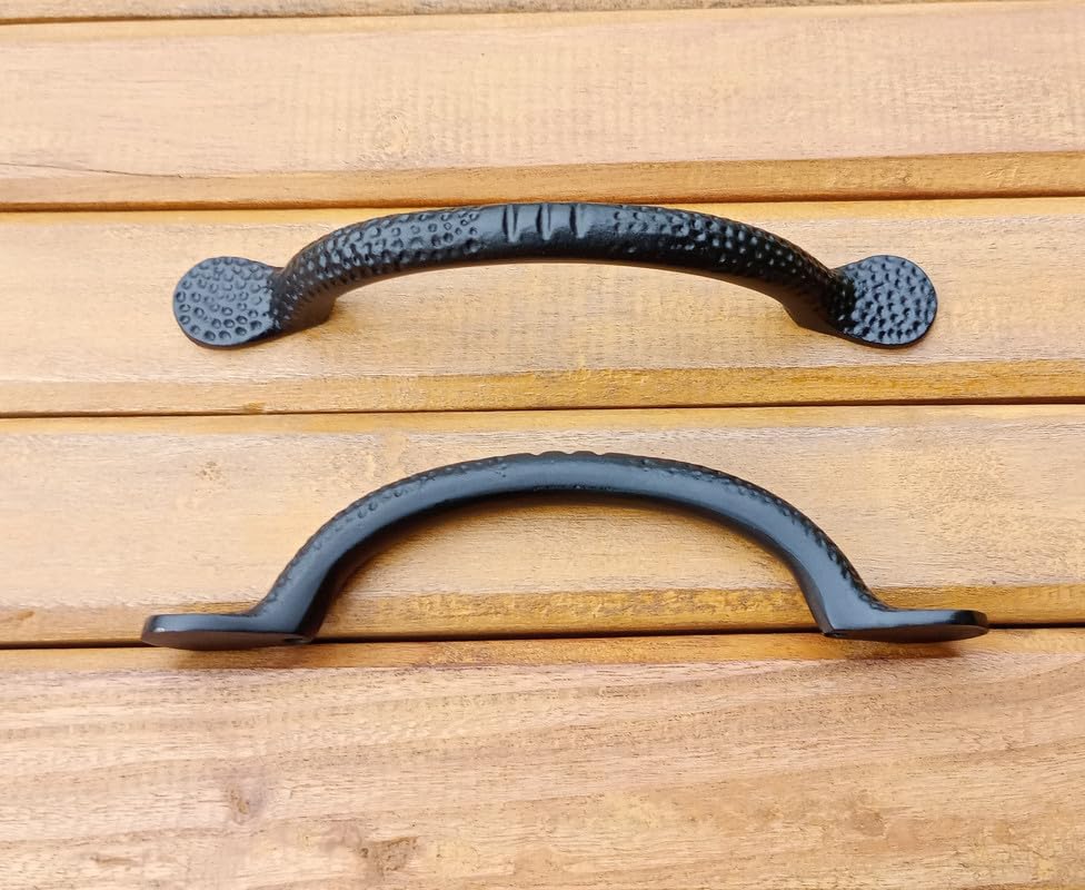 Image of MIX&MATCH HOME IMPROVEMENT Black matt 6inch pulls Handle 6pcs for Wardrobe Cabinet Window Cupboard Door with Round Art decortaive Style.