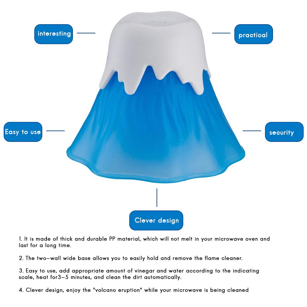 Kangmeile Microwave Cleaner, Volcano Erupt Steam Cleaning Tool for Kitchen Microwave Interior, Blue - Image 3
