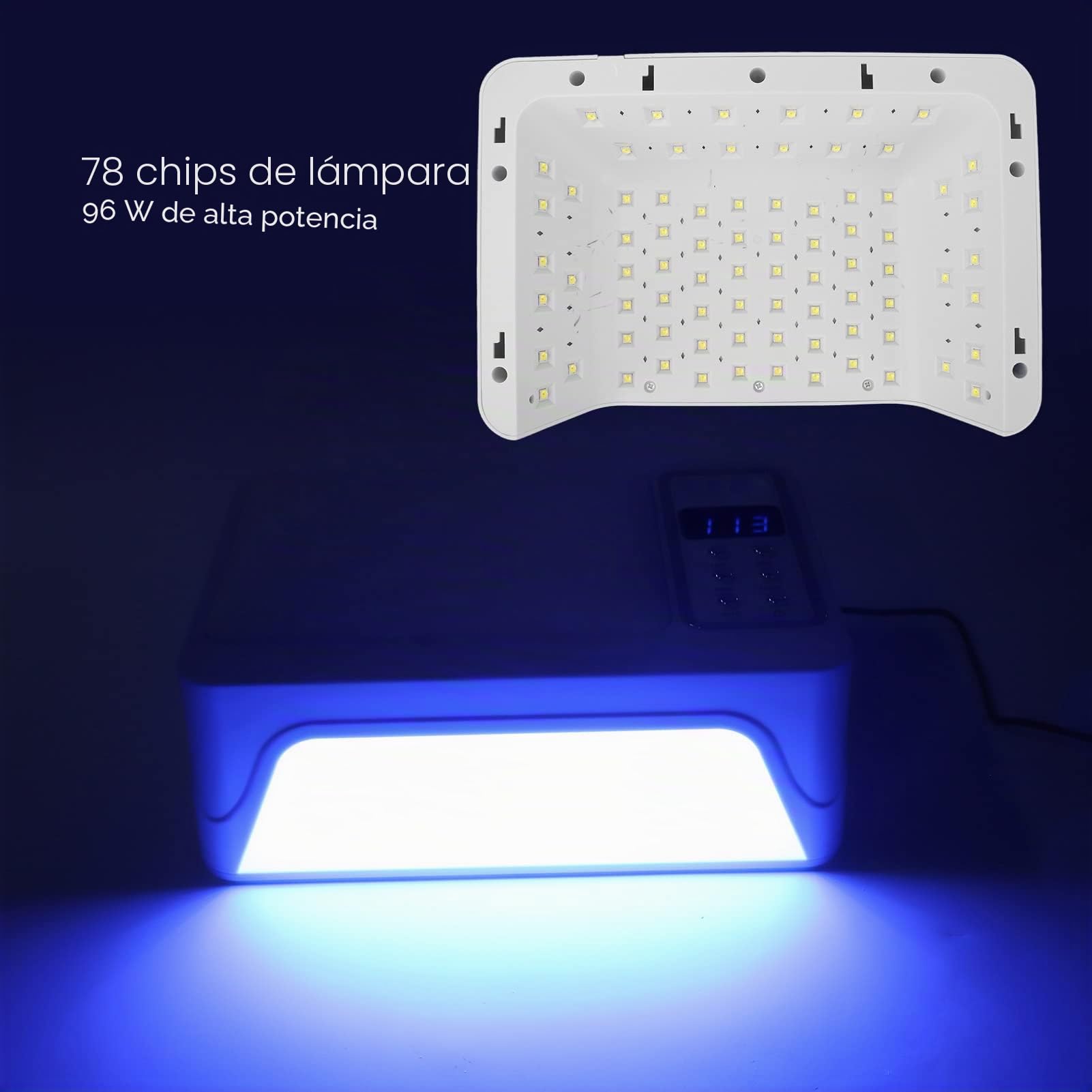 Luz de Uñas LED UV, Secador de Uñas UV con Soporte para Teléfono, Lámpara de Curado de Secador de Esmalte de Gel Profesional de 96 W, Secador de Curado de Uñas de Gel LED