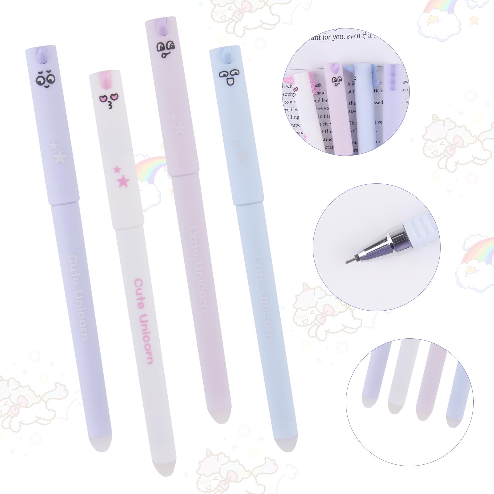 GZGXKJ 8pcs Erasable Pen 0.5mm Friction Pens Rub Out Pen Animal Erasable Pens with 40 Refills and 4 Erasers Suitable for School Supplies Office Sketch Drawing Notes - Image 3