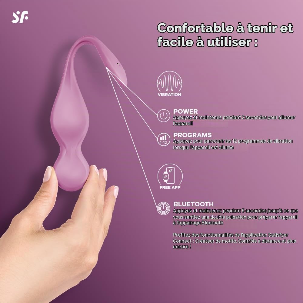Satisfyer Love Birds 1 | rose | Boules de Geisha | Vibrations réglables | Entraînement Périnée Femme | Connectivité App | Boule de Geisha Vibrante | Silicone doux | Sextoys femme