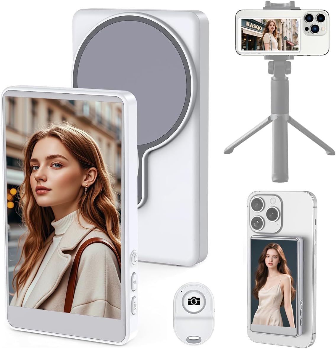 Magnetic Wireless Selfie Vlogging Screen with Bluetooth Remote | 4K 30FPS Phone Back Camera Monitor for iPhone & Android | Ideal for TikTok, Live Streaming & Travel Recording