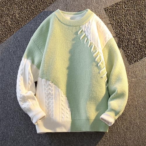 Men Color Patchwork Oversized Sweater Knit Jumper Pullover Unisex Long Sleeve Casual Sweaters Knitwear Pullovers2