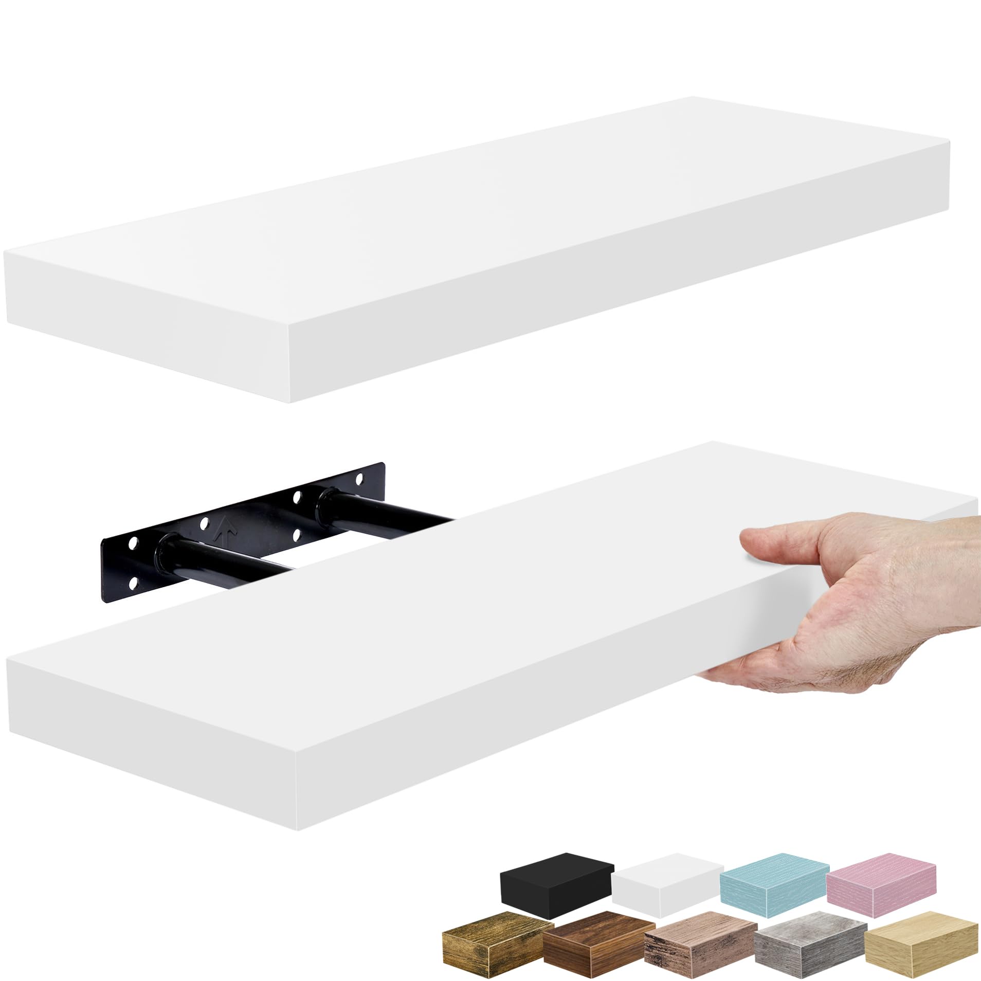Sorbus Floating Shelves for Wall, Bathroom Shelves Wall Mounted for Kitchen, Bedroom, Bathroom Storage Over Toilet, Hanging Book Shelf for Wall Home Decor Living Room (White, 2 Pack) — image 1