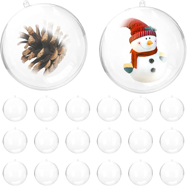 Clear Baubles, 20 pcs Christmas Tree Decorations Baubles Acrylic Fillable Plastic Baubles to Fill, Empty Plastic Ornaments Balls Transparent Christmas Ball for Xmas New Year Party Decorations, 5cm
