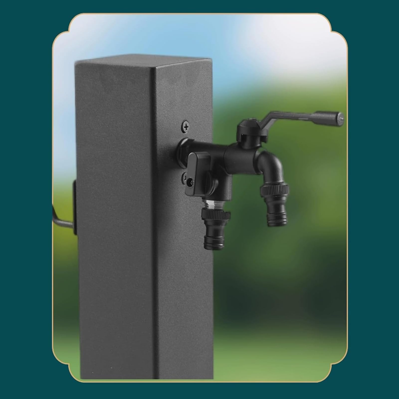 Fontana a Colonna da Giardino Esterno, Fontanelle da Giardino Verticale con Doppio Rubinetto di Uscita dell'Acqua, Rubinetto Antigelo da Esterno Fontana con Finitura Antiruggine