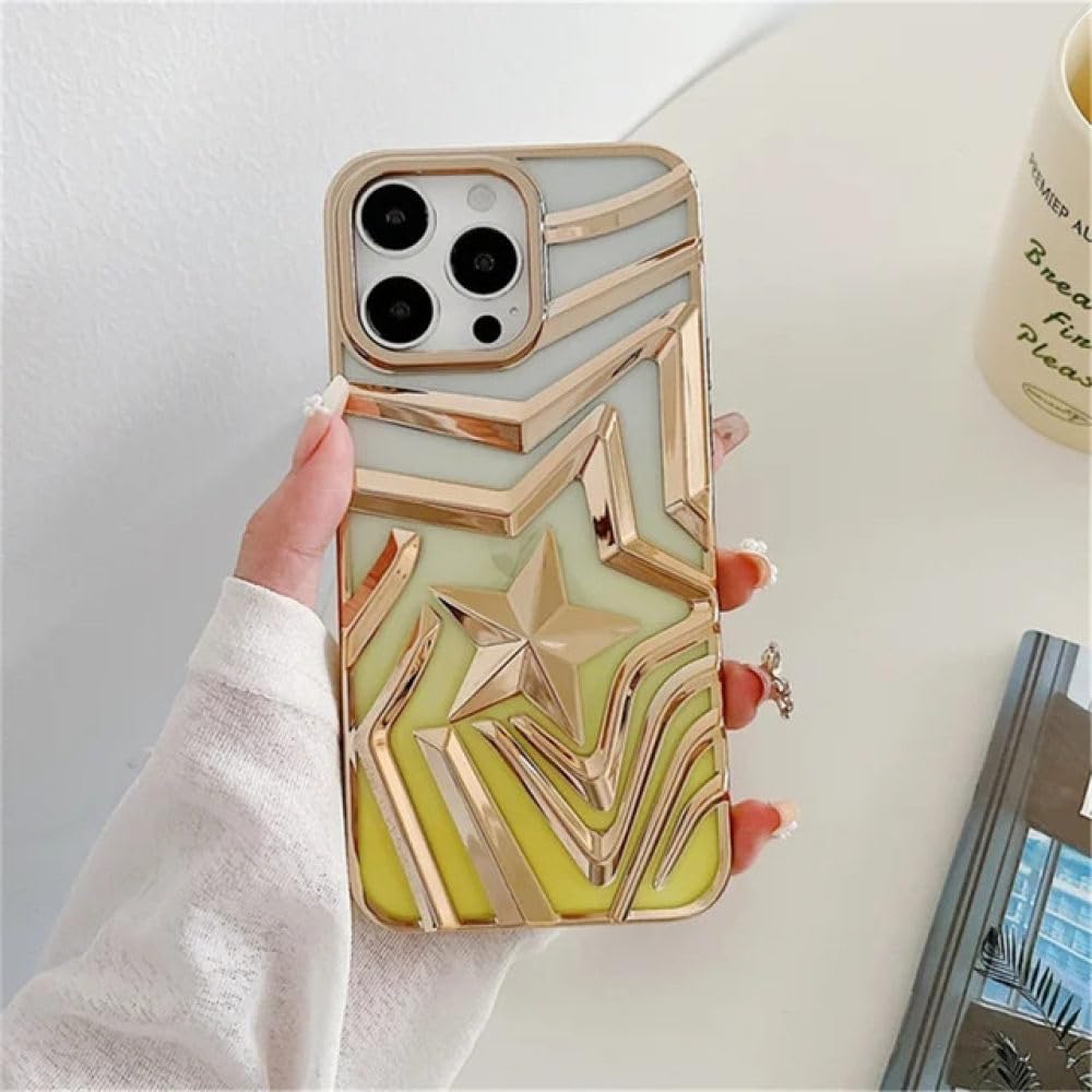 Coque iPhone 12 Pro placage 3D chic et luxe dégradé d'étoiles - 5