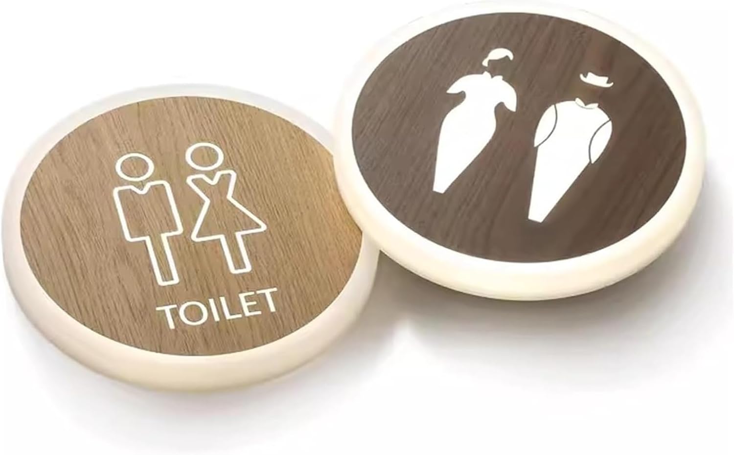 toilet sign, Toilet Sign for Business Bathroom Signs, Acrylic LED Men And Women Restroom B And A 8 inch Round Wall Mount