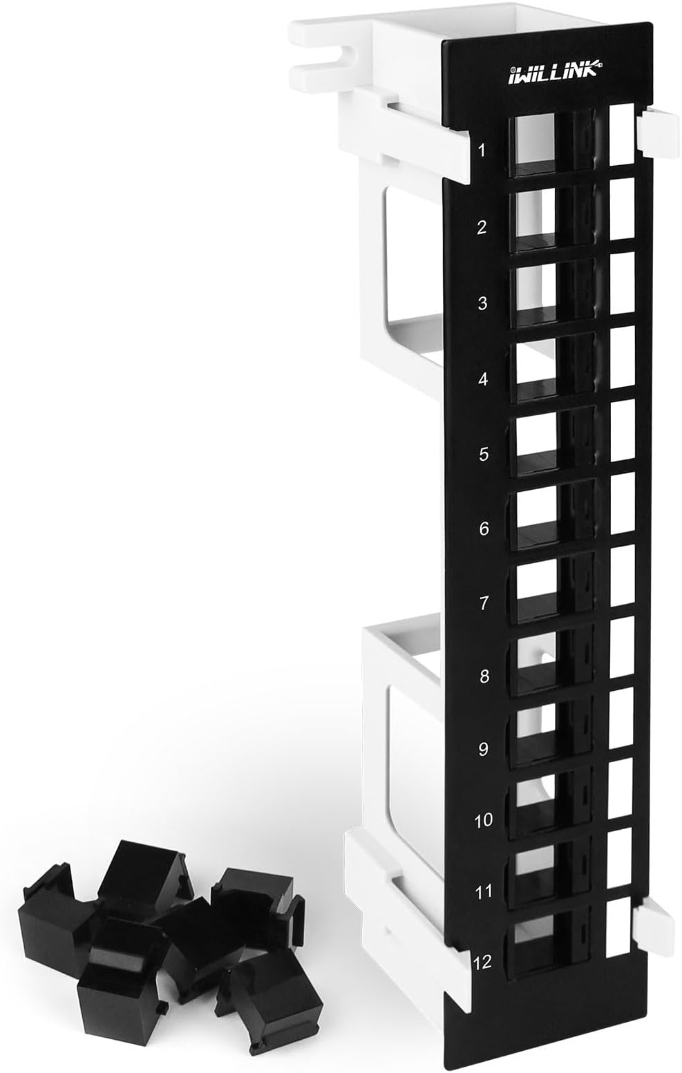 - Blank 12-Port Keystone Patch Panel with 89D Wall Mount Bracket, Versatile Vertical/Horizontal Installation, Includes 6 Blank Keystone Inserts for Custom Configurations