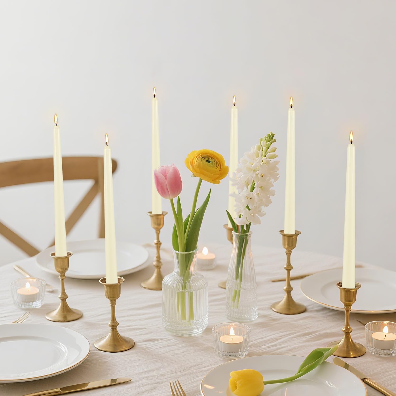 Confezione da 12 candele coniche color avorio, non profumate, 25,4 cm, antigoccia e senza fumo, 8 ore di combustione, ideali per candele coniche di Halloween, matrimoni, cene, feste
