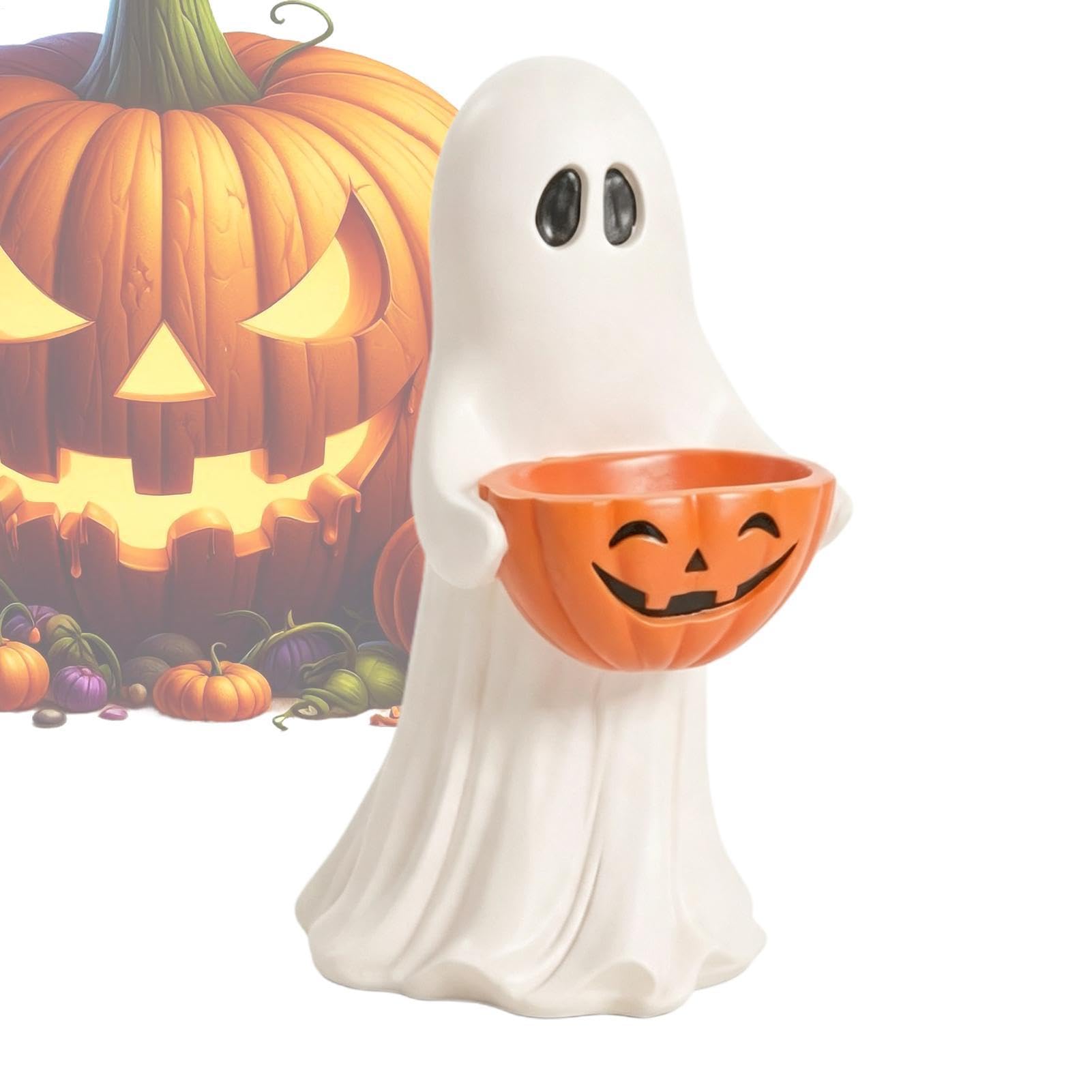 Generisch Halloween miska wodoodporna z żywicy, na słodycze | Dekoracja Halloween Statua Duchów Na Imprezę Drzwi Stół Jesień Domek Gospodarski Wejście Gzyms