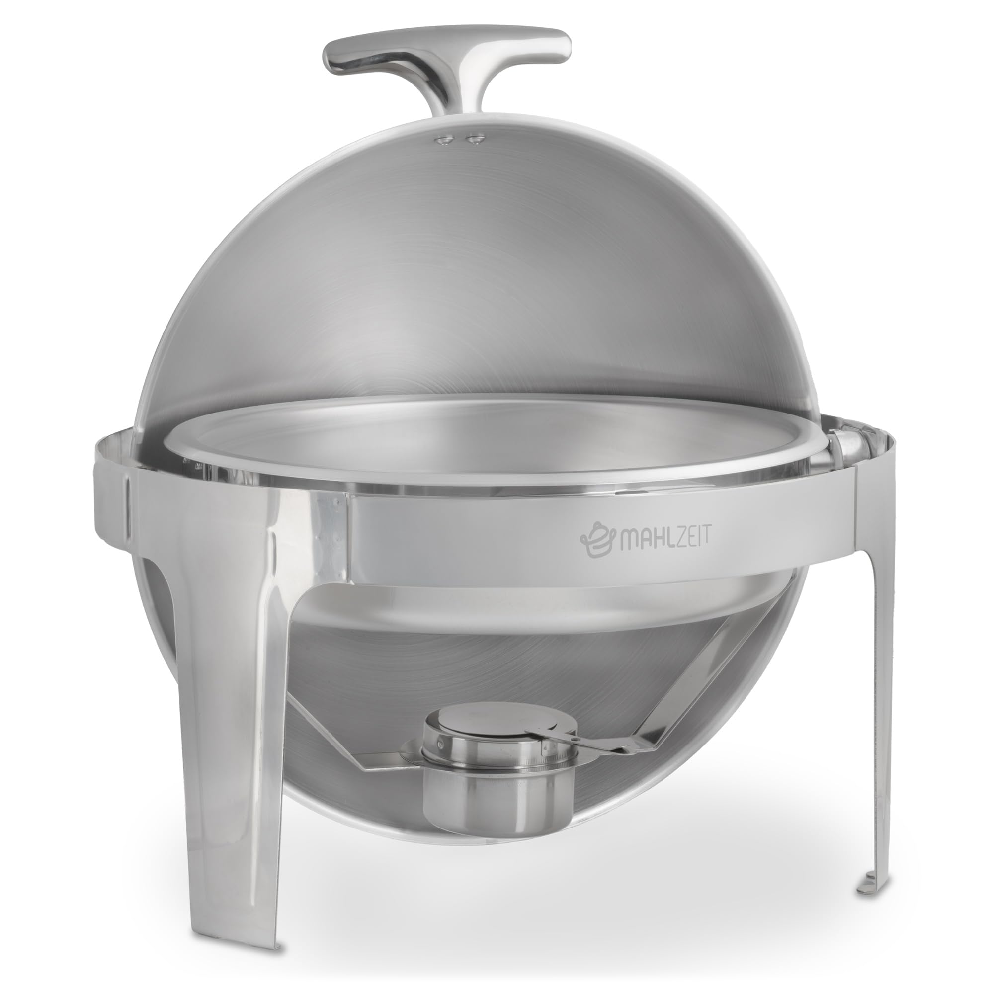 Mahlzeit Calentador de Buffet de Acero Inoxidable con Tapa Enrollable | Chafing Dish Redondo | 6 L | Calentador de Alimentos, Baño Maria | para Buffet, Catering, Gastronomía, Restaurante y Fiestas