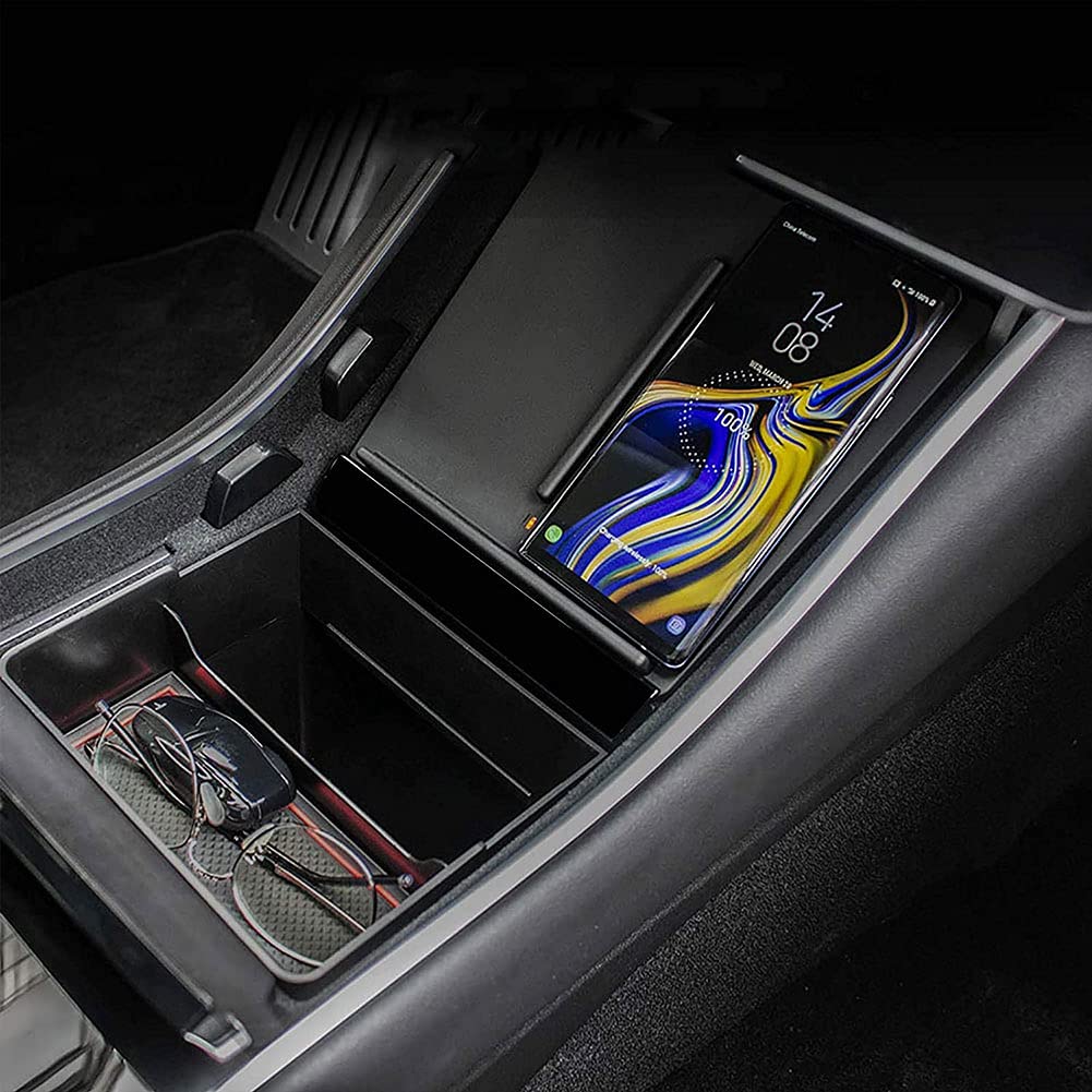 Almohadilla De Cargador De Coche InaláMbrico Para Tesla Model 3 2017-2020, USB Panel De Accesorios De Consola Central TeléFono InaláMbrico RáPida Smart carga InduccióN Pad