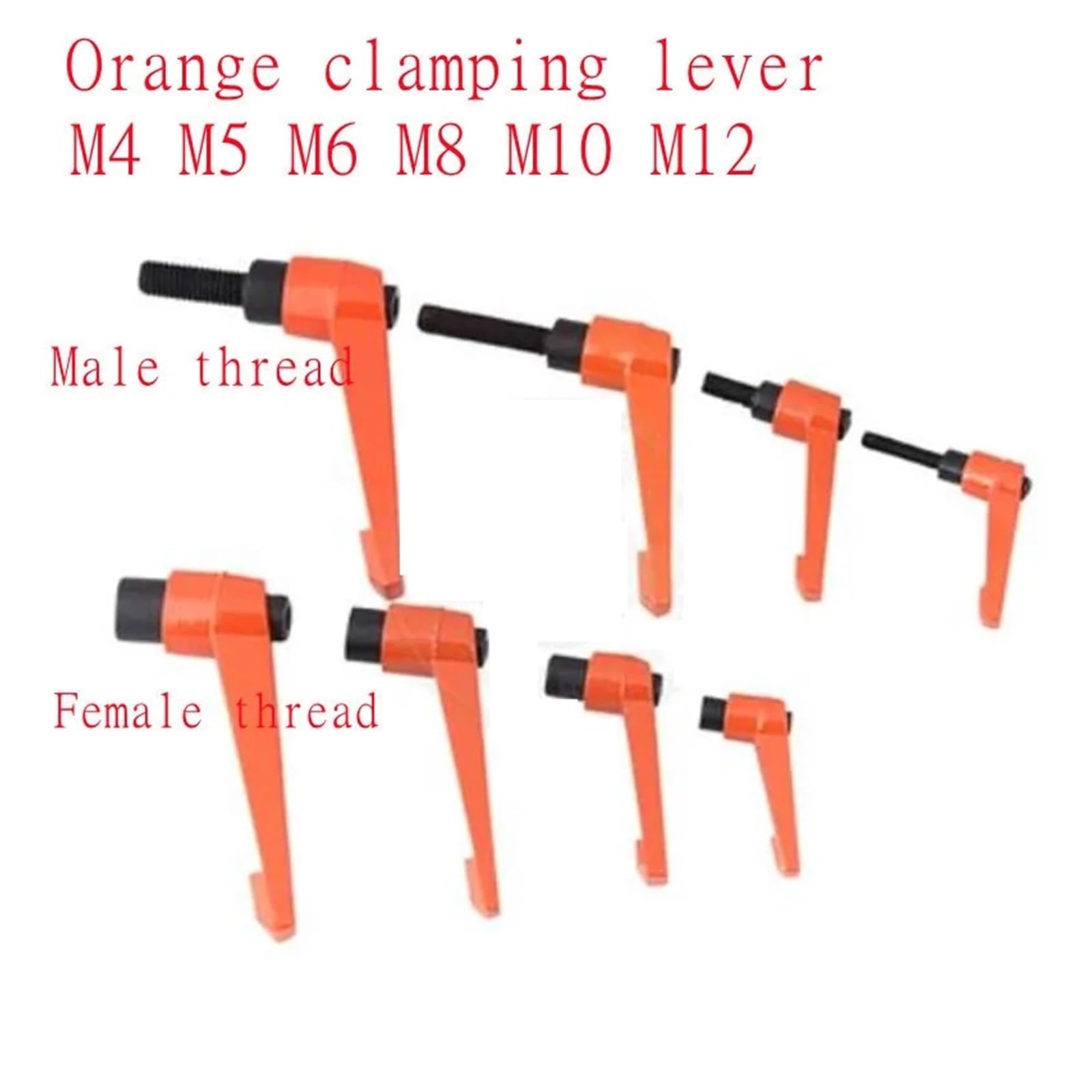 Dźwignia uchwytu zaciskowego Regulowane pokrętło blokujące M4-M16 | Pomarańczowy ergonomiczny uchwyt z bezpiecznym mechanizmem blokującym do maszyn(Screw M8x50mm)