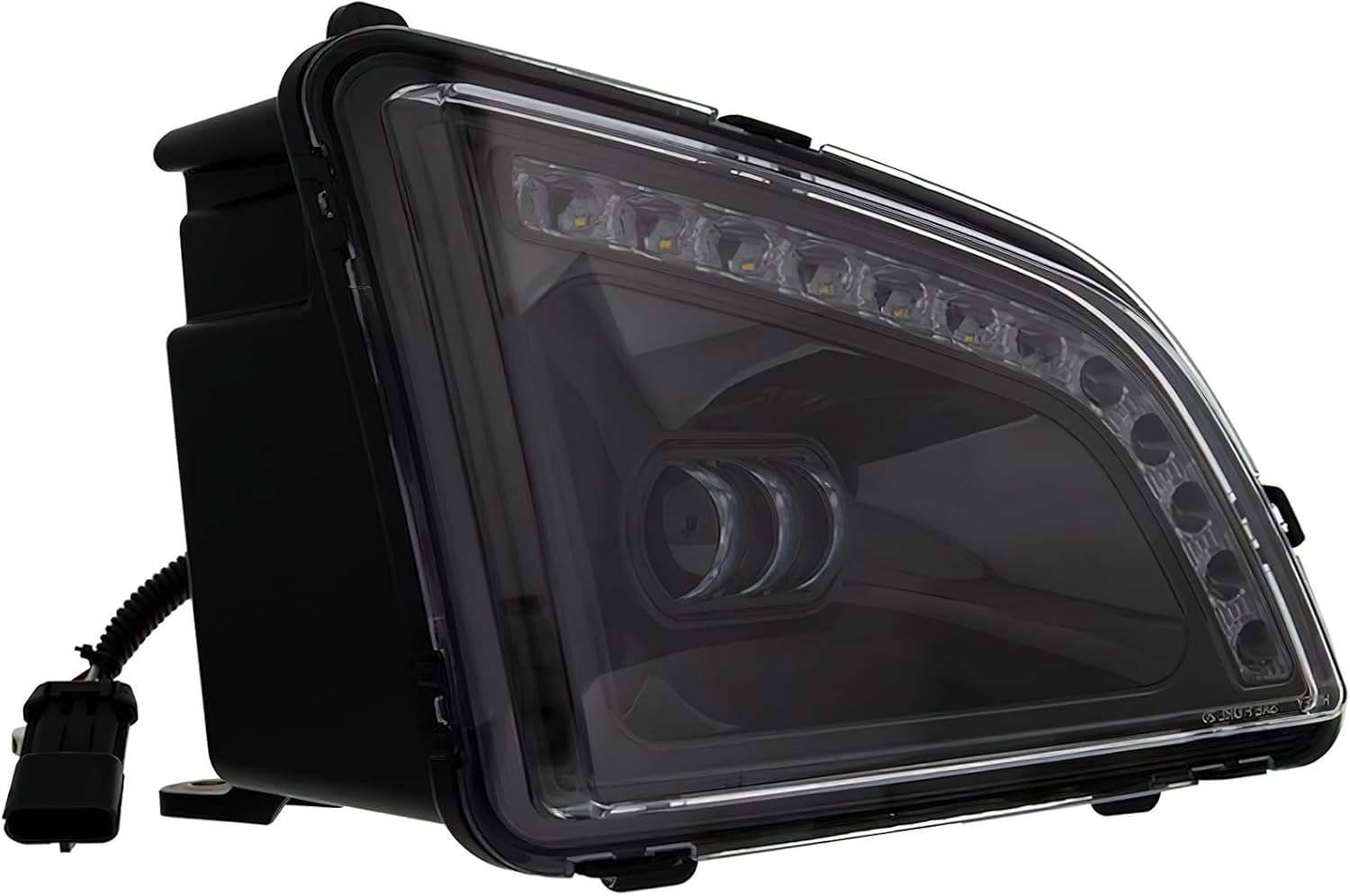 KOZAK 18 LED Black Projector Fog Light W/ 12 LED Position Light Bar (Right Passenger Side) compatible with Volvo VNL 2018 and newer PLUS Logo and Vest