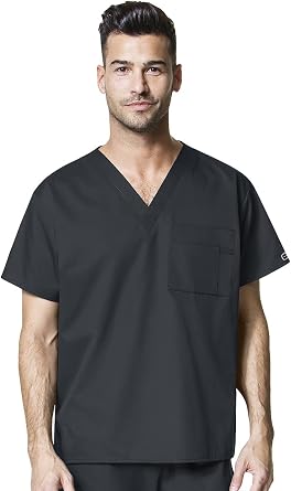 WINK WonderWORK Unisex V-Neck Scrub Top, Pewter, S