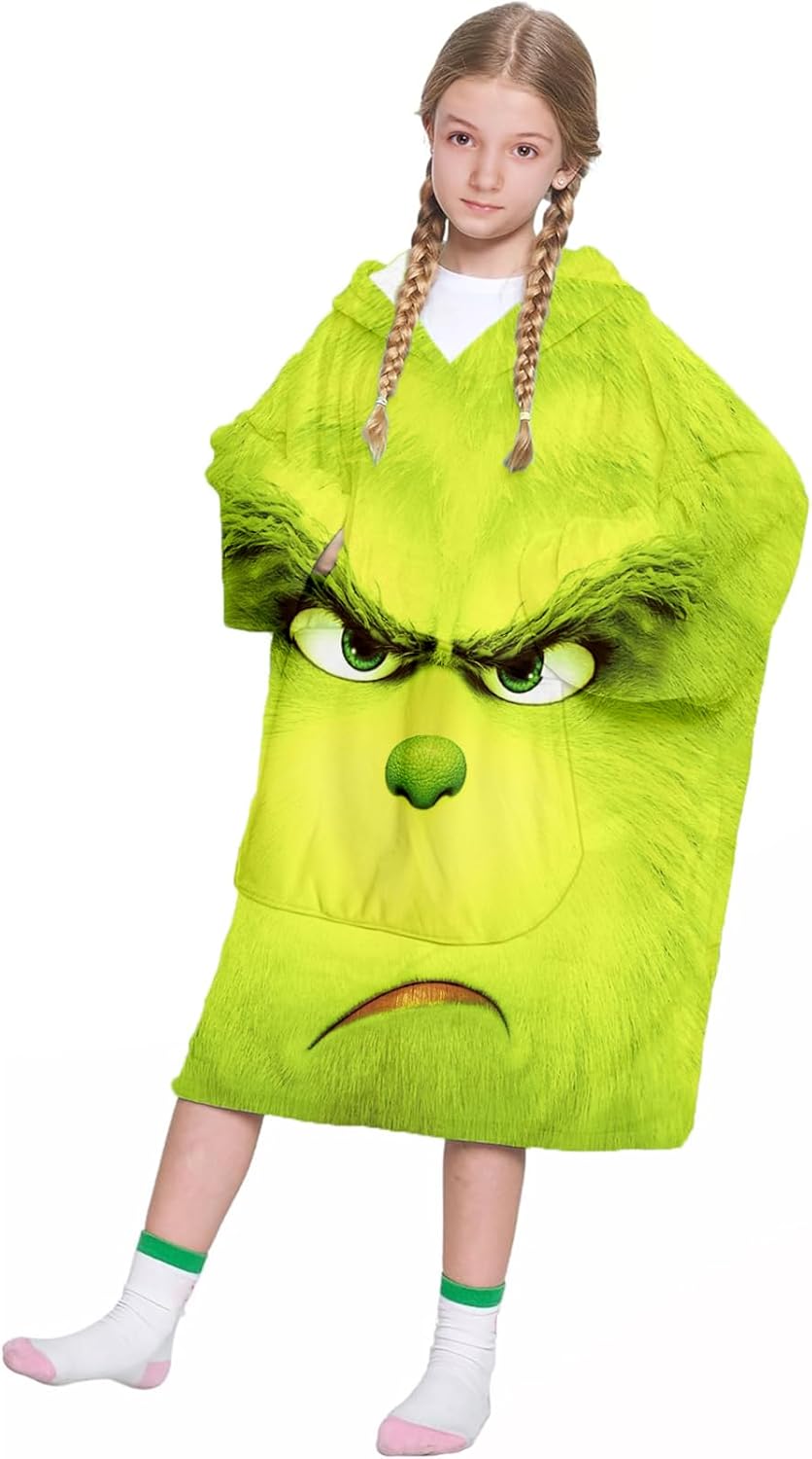 Wearable Blanket Hoodie Adult Kids Christmas Oversized Hooded Blanket Soft Comfortable