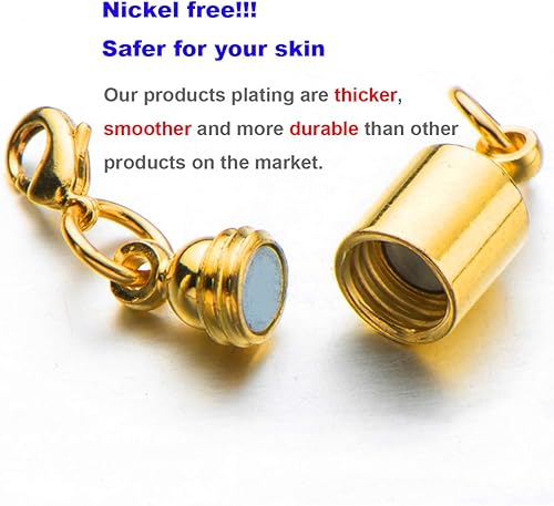 Miniatura 3 de Zpsolution Cierres magnéticos de joyería para collar, pulsera, sistema de rosca, cierre de langosta, plataoro, 4 piezas