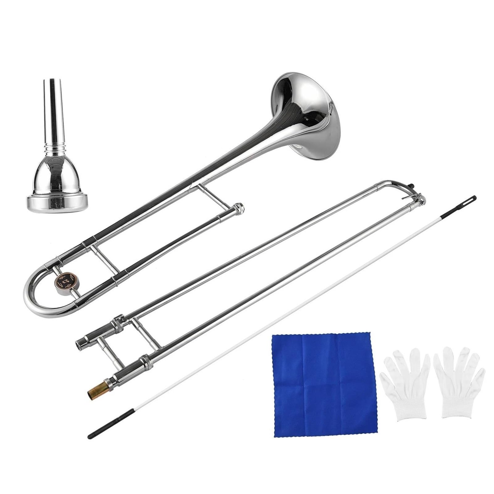 Professionnelle Trombone Adultes Débutants Trombone Alto Laiton Tonalité Sib Si Bémol Instrument À Vent(Silver)