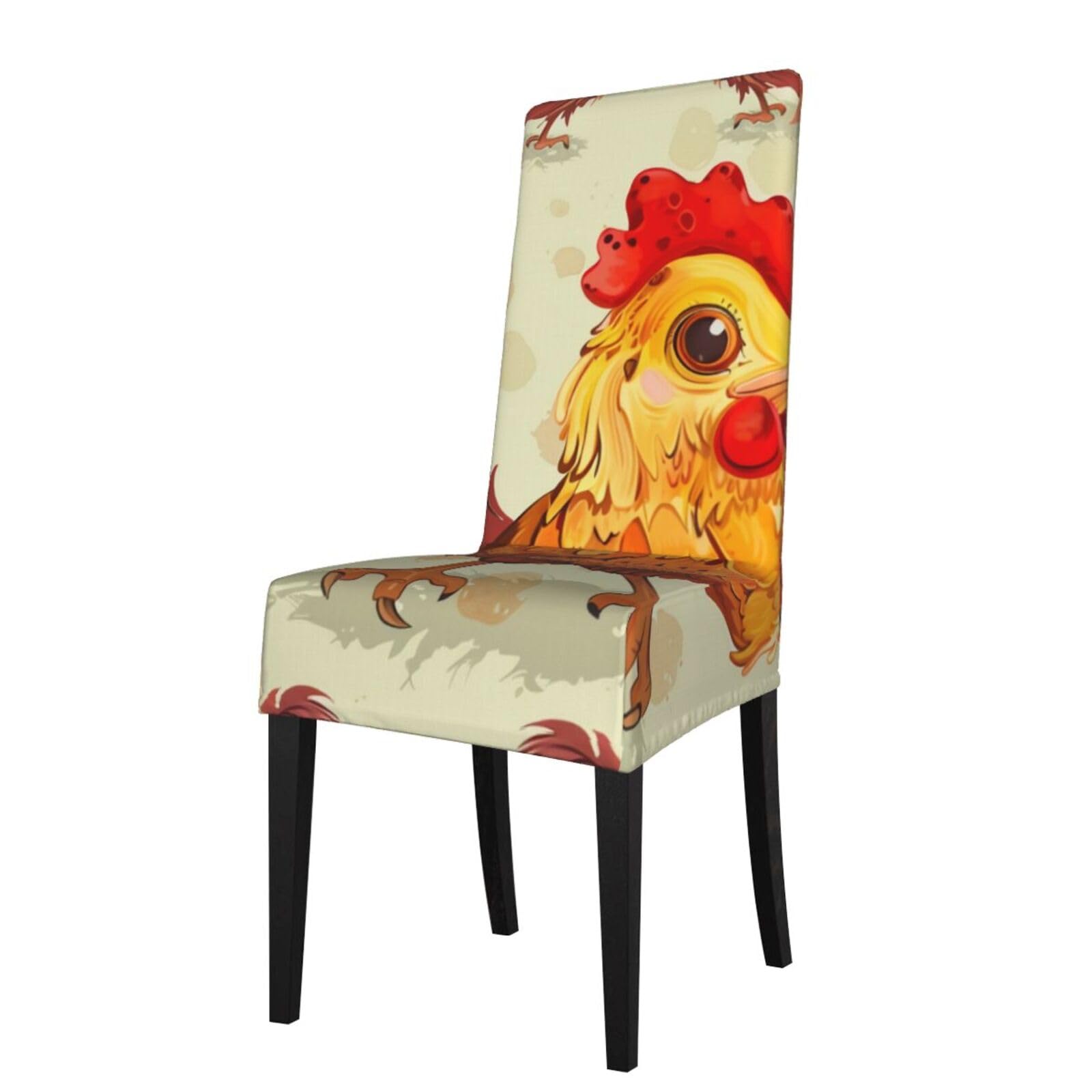 WPKJU Chicken Chick Print Dining Chair Covers Removable Chair Seat Covers Decorative for Kitchen & Bar Stools