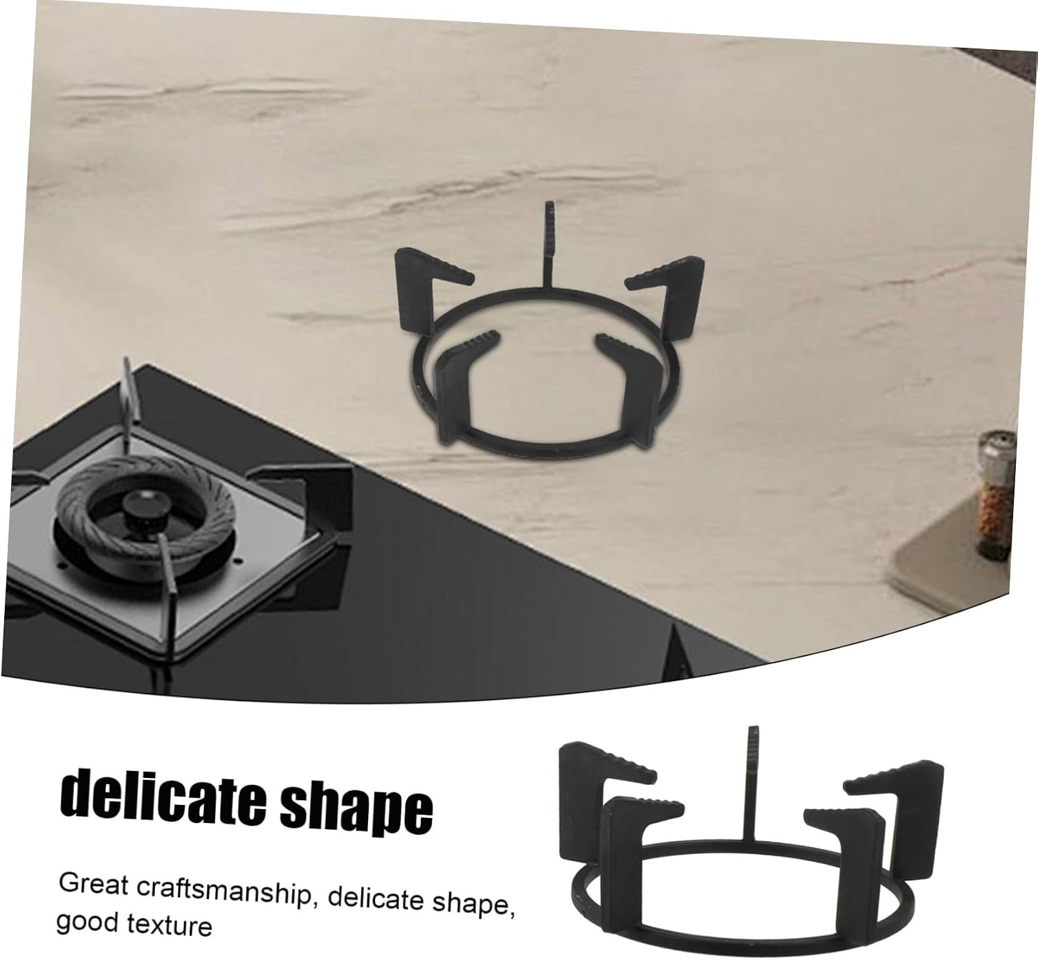 Cast Iron Wok Base for Gas Stove 5-Prong Non-Slip Pot Holder Heavy-Duty Cooking Rack Matte Finish for Home Kitchen Use