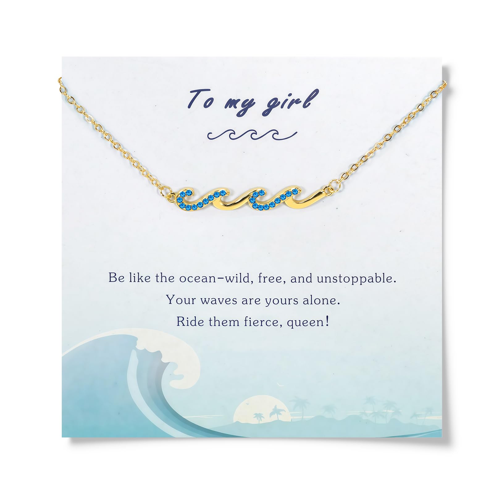 Dkodfi Necklaces for Women, Dainty 14K Gold Plated Necklace Beach Jewelry Wave Necklace, Gifts for Women, Beach Jewelry Birthday Gifts for Daughter