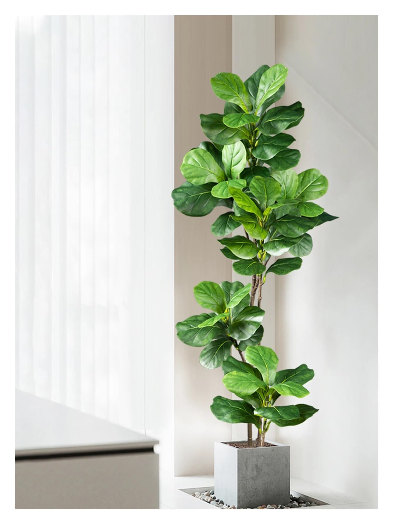 piante artificiali sospese 70-135 cm grande albero di ficus artificiale piante gomma finte ramo foglie violino in plastica for la decorazione interni ed esterni del giardino domestico(70cm and105cm)