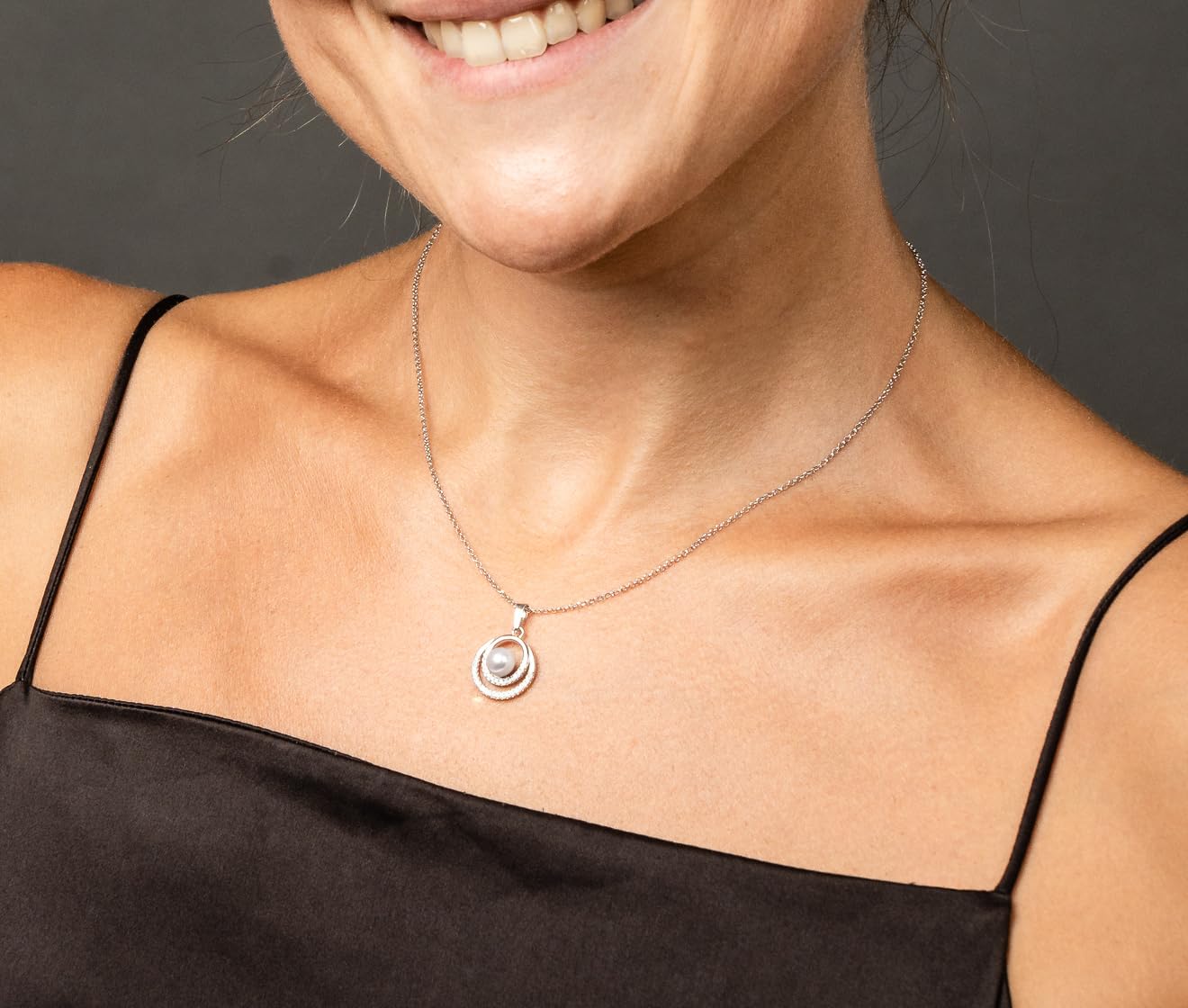 Schöner-SD Silberkette Halskette mit Anhänger Perle 925 Silber